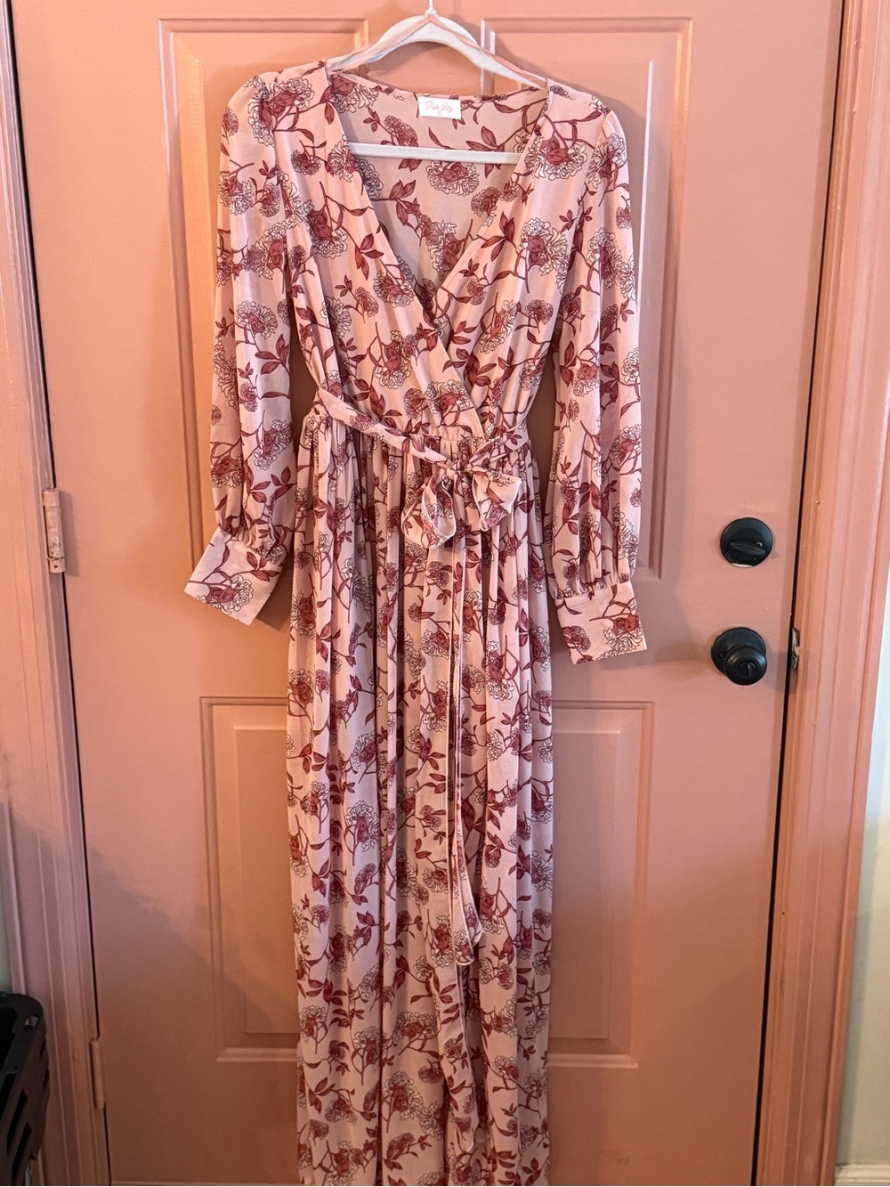 NWOT Pink Lily Blush Maxi Dress with Floral Print